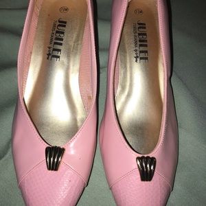 Pink & gold slip in shoes size 7.5